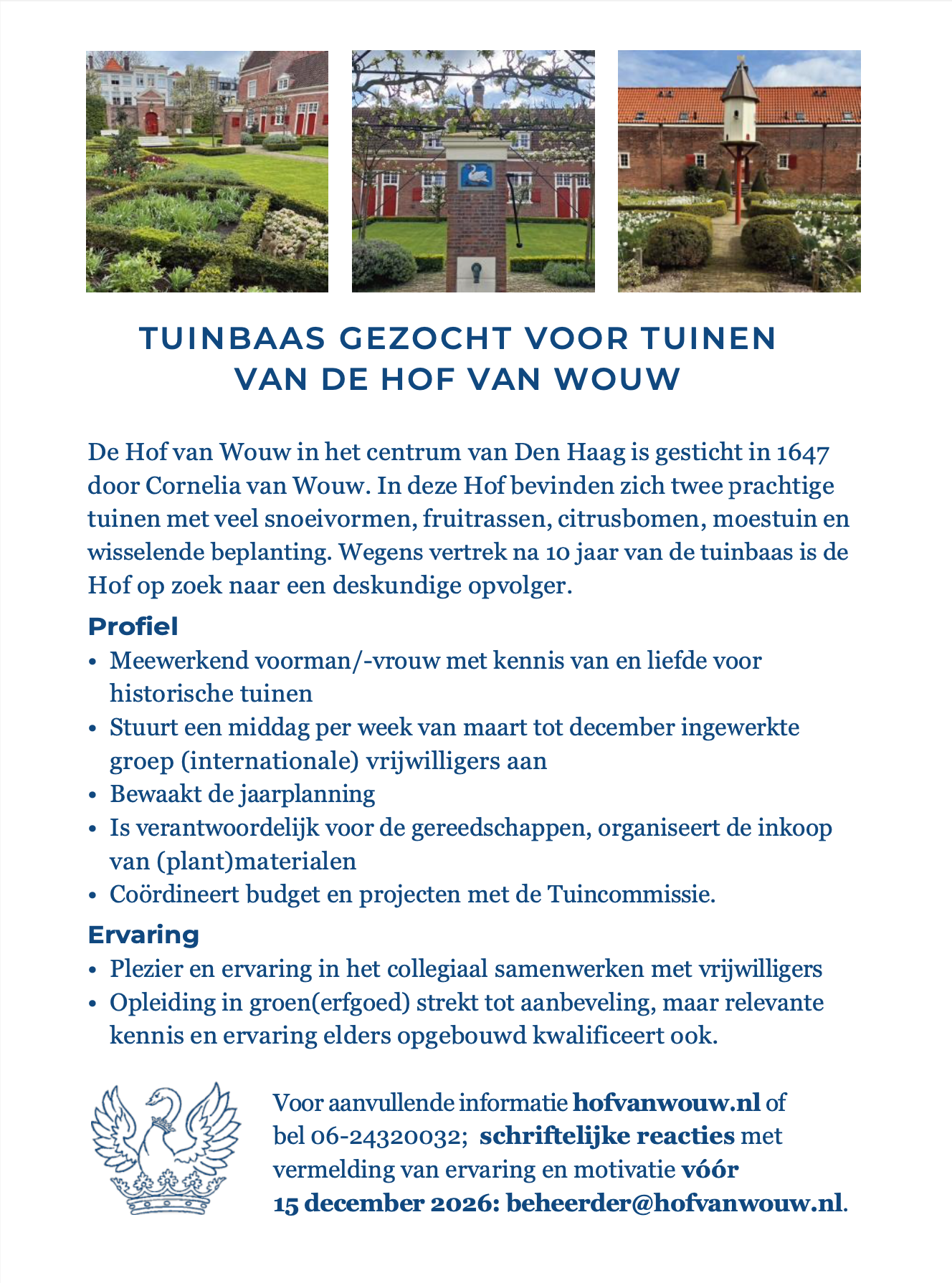 vacature hof van wouw